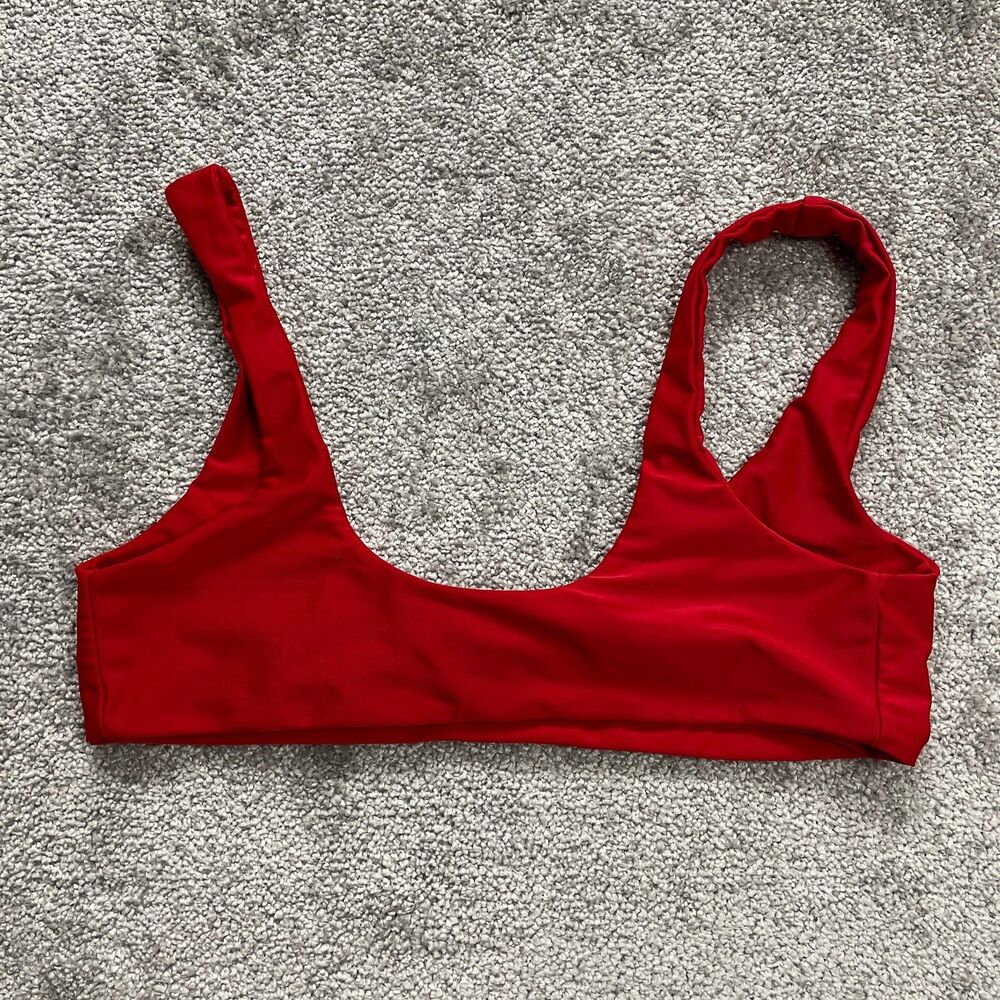 Unbranded Swimwear Bikini Top Womens Medium Solid Red Wide Strap Padded Beach
